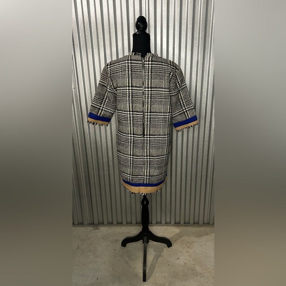 Women’s English Factory Black White Plaid Designer Midi Dress Size Medium - Picture 2 of 5